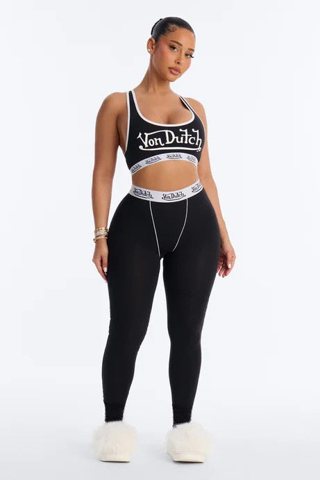 Sexy Black Women Printed Slim Fit Tank Top Pants Set