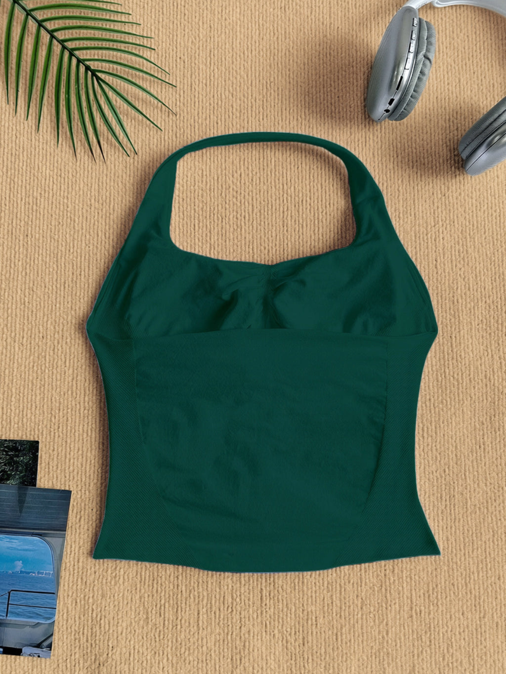 Women Square Neck Halter Neck Seamless Yoga Fitness Tank Top with Bra Pads