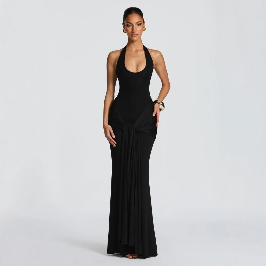Women U-Neck Sleeveless Ribbon Bodycon Dress