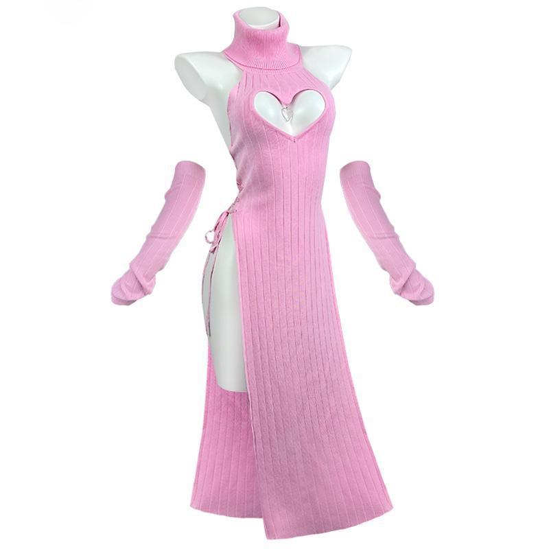 Women's Solid Color Casual Versatile Heart-shaped High-neck Cheongsam Dress