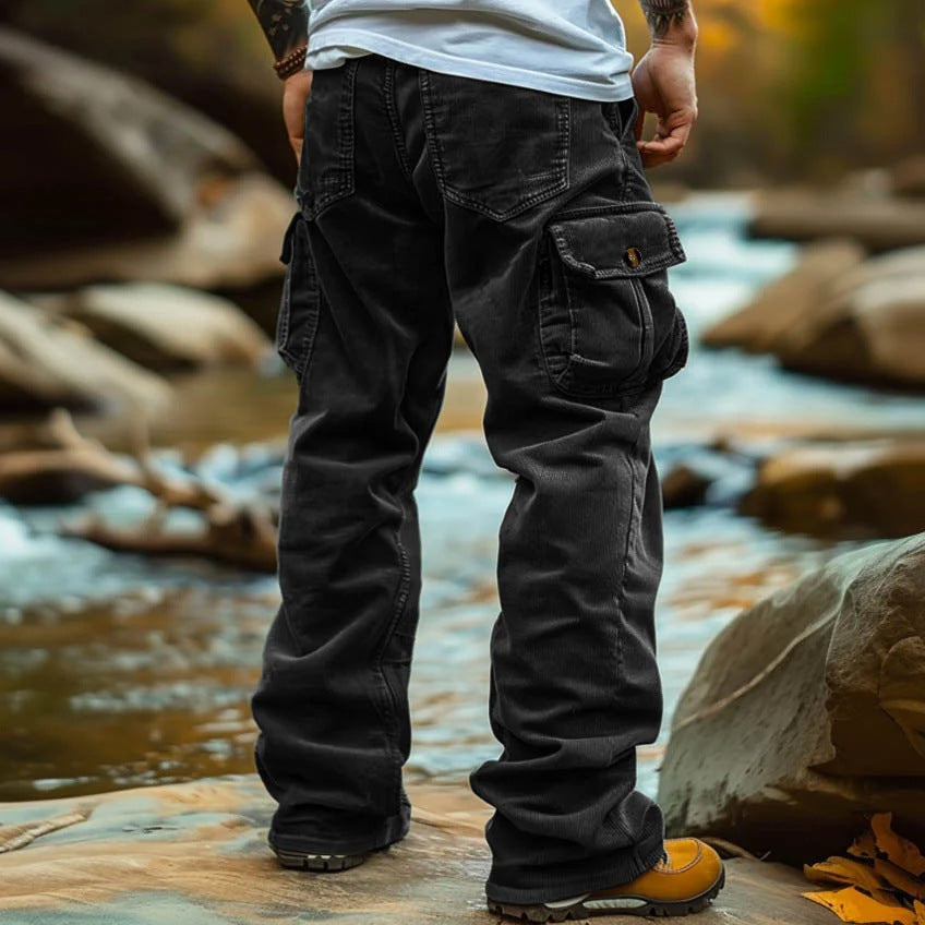 Men's Retro Cargo Pants - Multi-Pocket Corduroy Trousers
