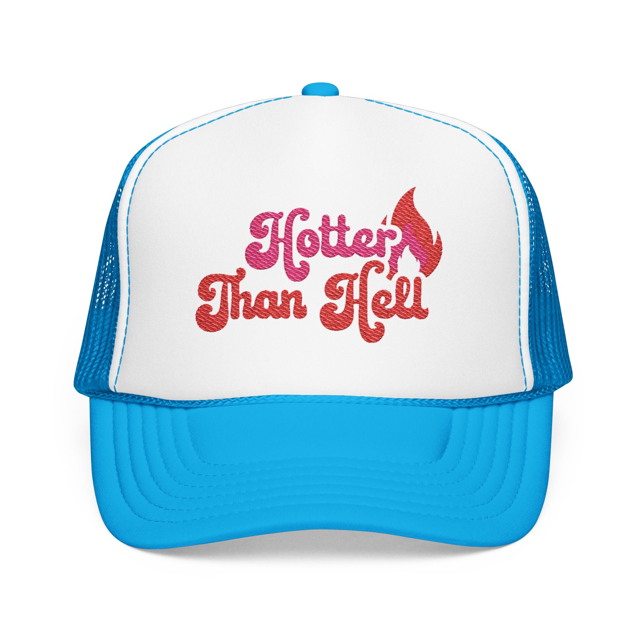 Hotter Than Hell Foam Trucker Hat - Trendy Embroidered Summer Cap