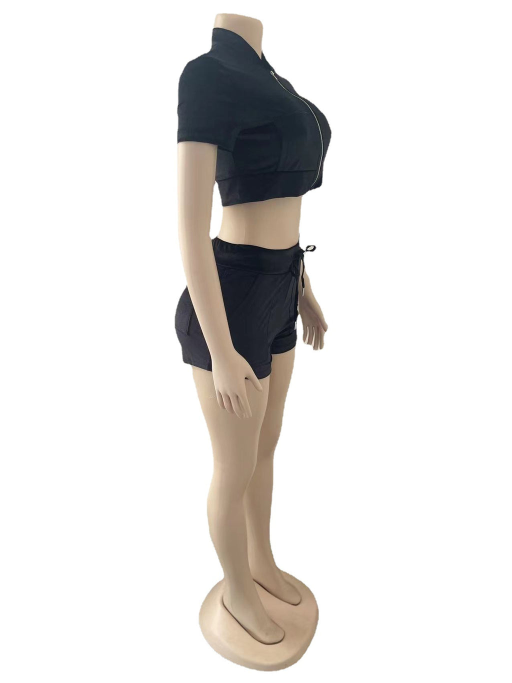 Women's Fashion Short Sleeve Velvet Fabric Two-Piece Shorts Set
