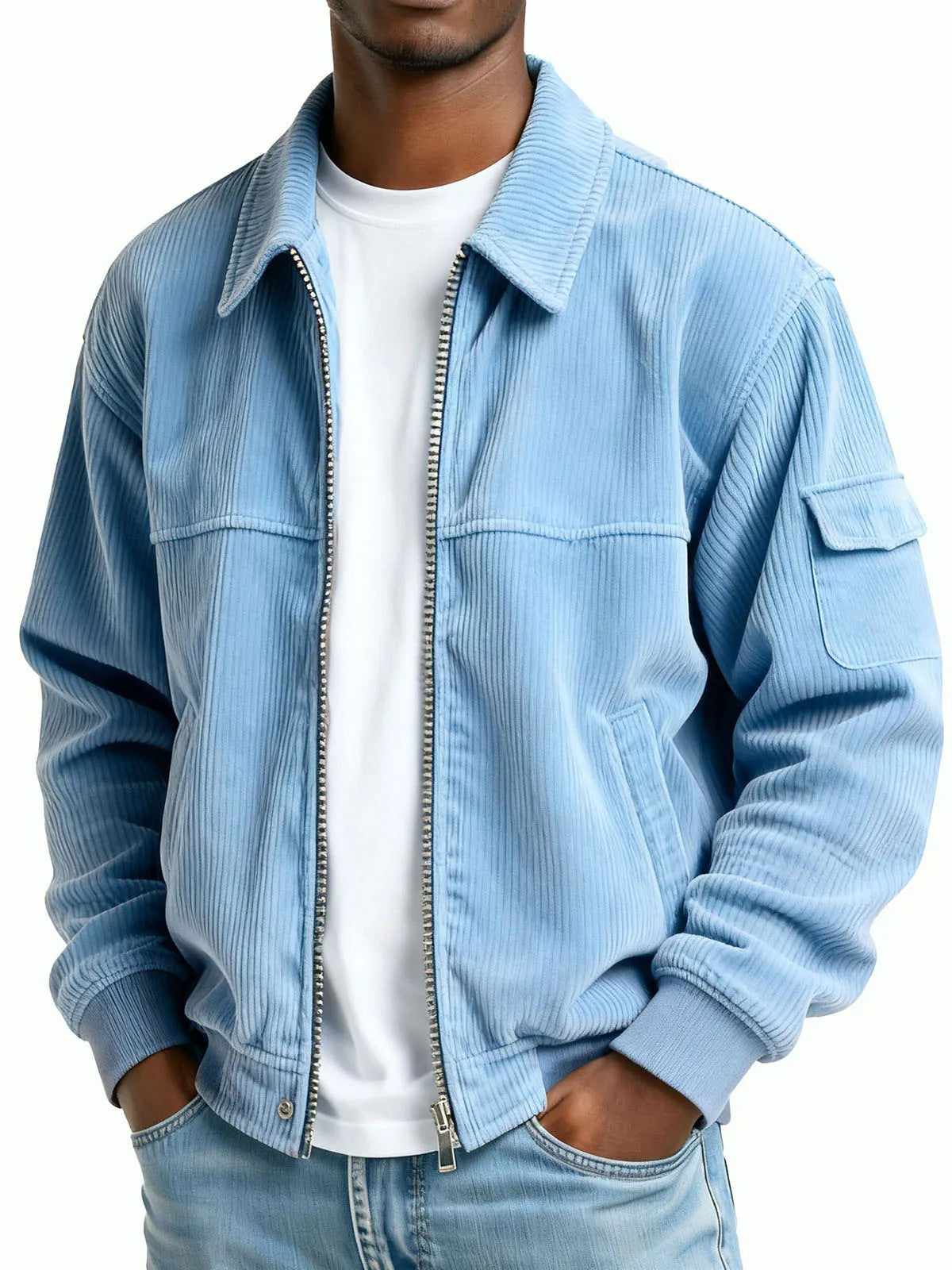 New Men's Retro Corduroy Fashion Casual Long Sleeve Pocket Jacket Men