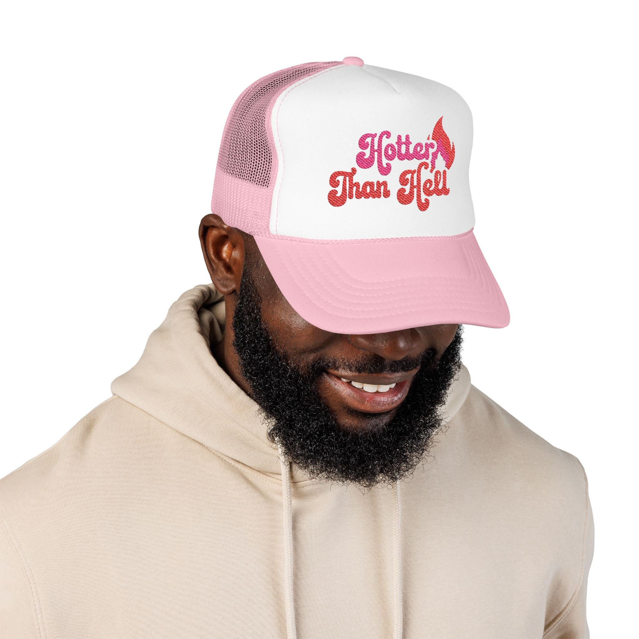 Hotter Than Hell Foam Trucker Hat - Trendy Embroidered Summer Cap