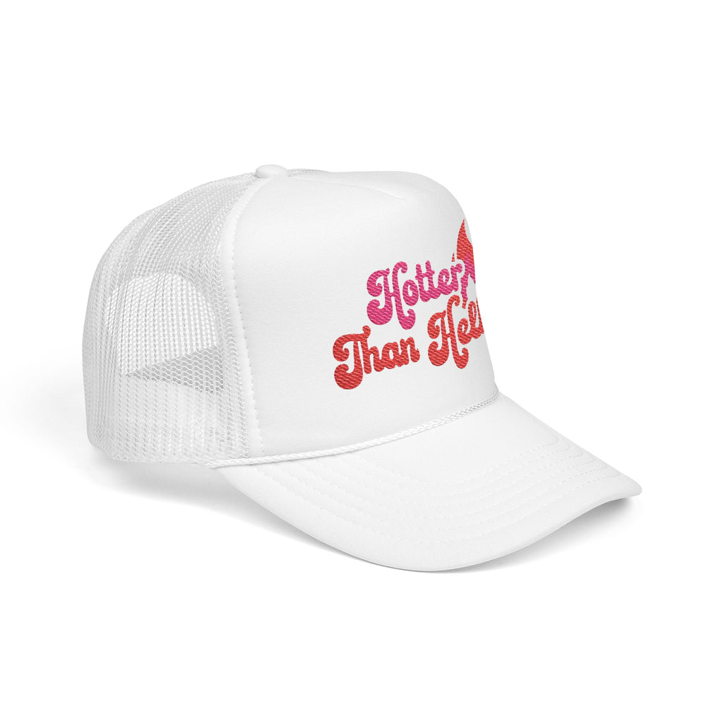 Hotter Than Hell Foam Trucker Hat - Trendy Embroidered Summer Cap