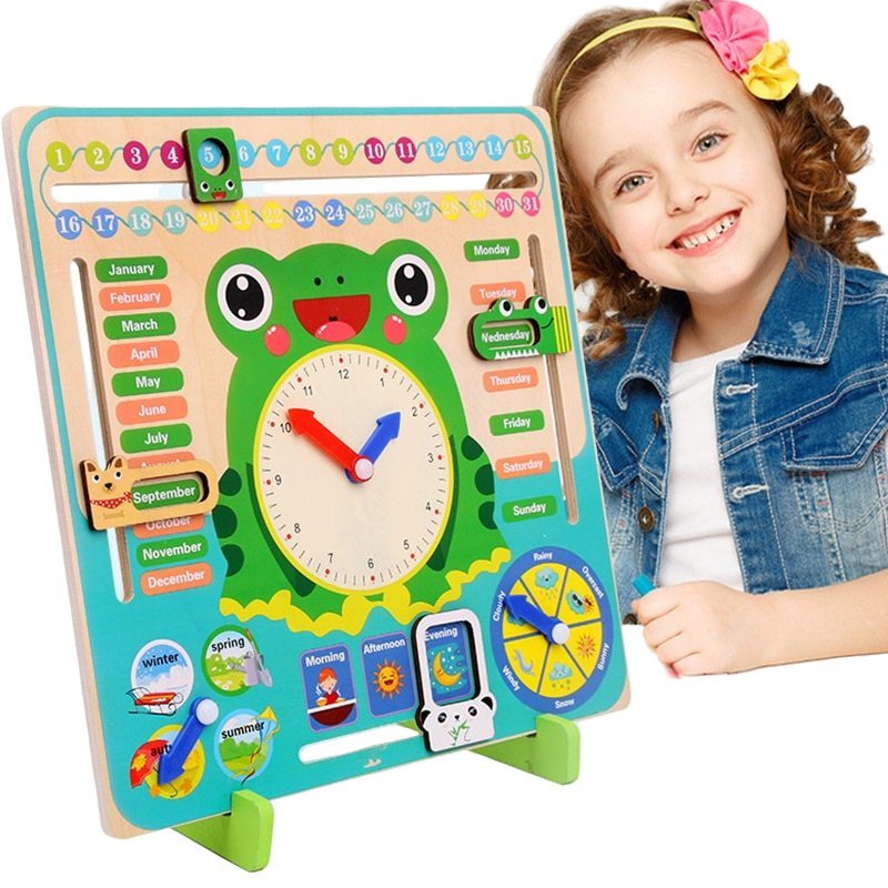 Wooden Toys Baby Weather Season Calendar Clock Time Cognition Preschool Educational Teaching Aids Toys For Children