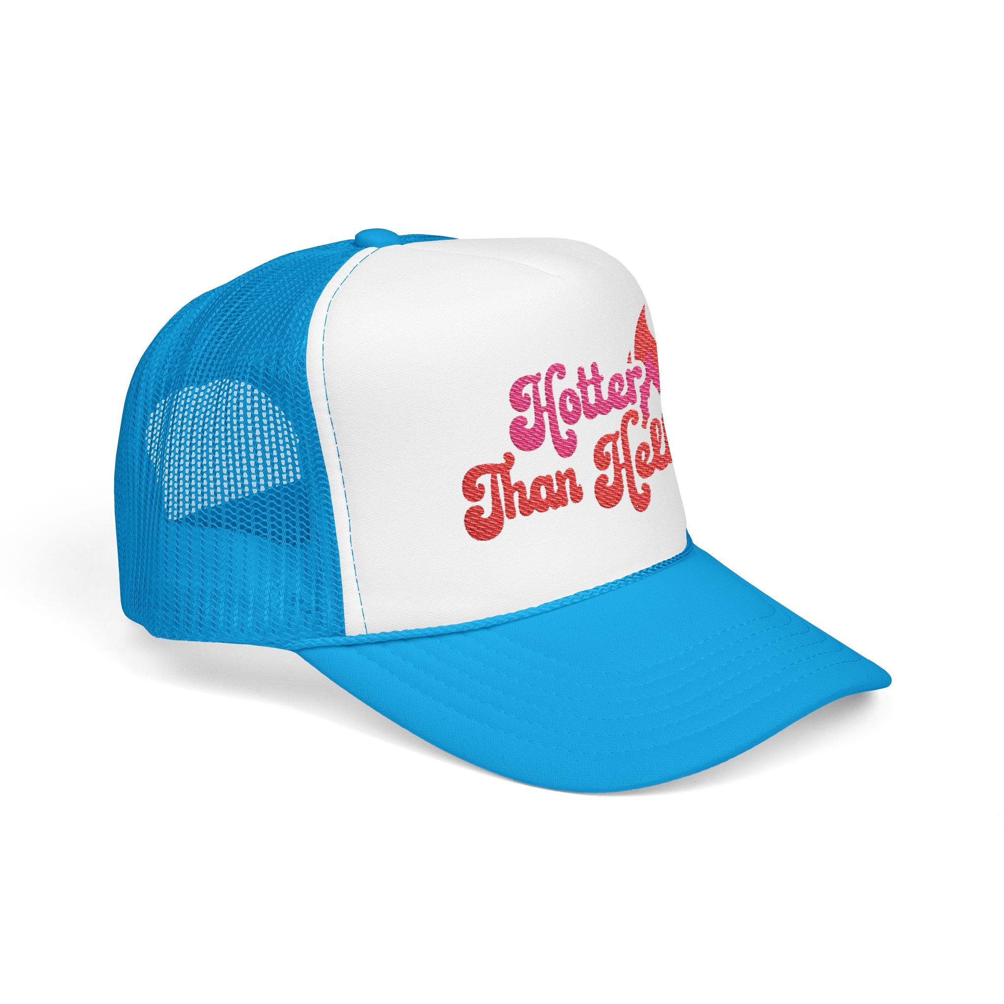 Hotter Than Hell Foam Trucker Hat - Trendy Embroidered Summer Cap