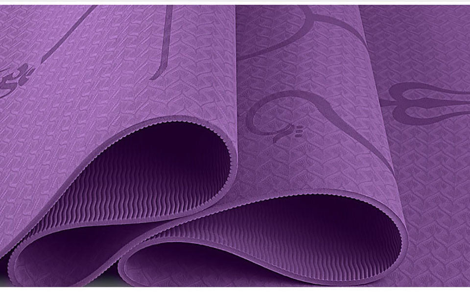 Non-Slip TPE Yoga Mat with Position Lines - Premium Exercise Mat