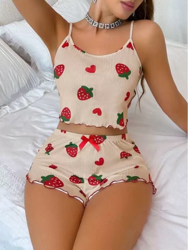 Women's Cute Printed Camisole Pajama Set - Sleeveless Loungewear
