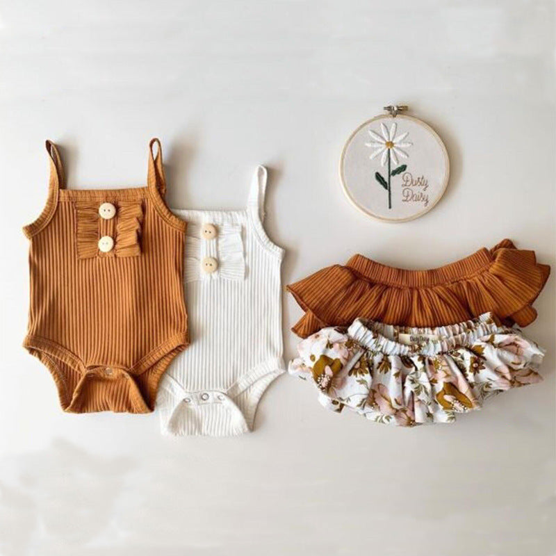 Baby Girls Summer Romper Skirt Set - Cute 2-Piece Outfit