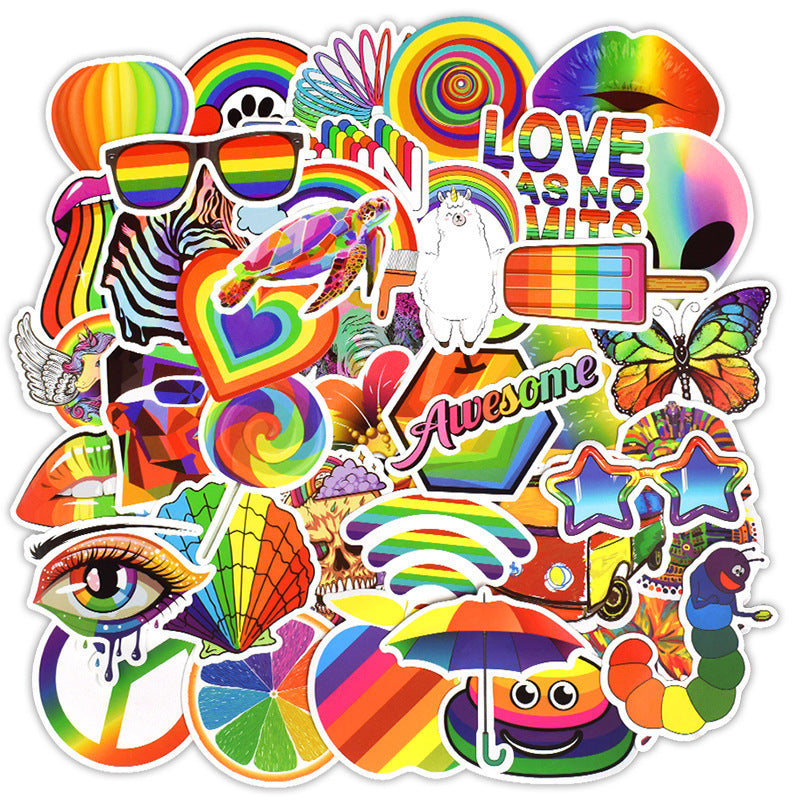50-Pack Rainbow & Body Stickers - Laptop & Accessories Sticker Set