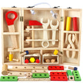 Kids Wooden Toolbox Toy Set - Educational Assembly Playset