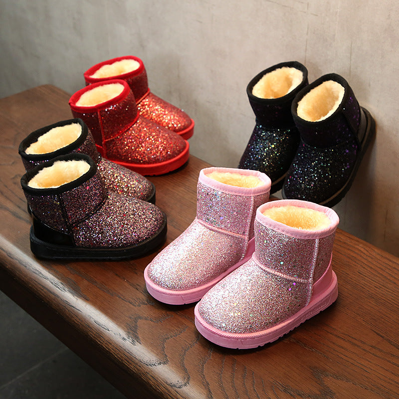 Children's Sequin Snow Boots - Warm & Stylish Winter Kids Shoes