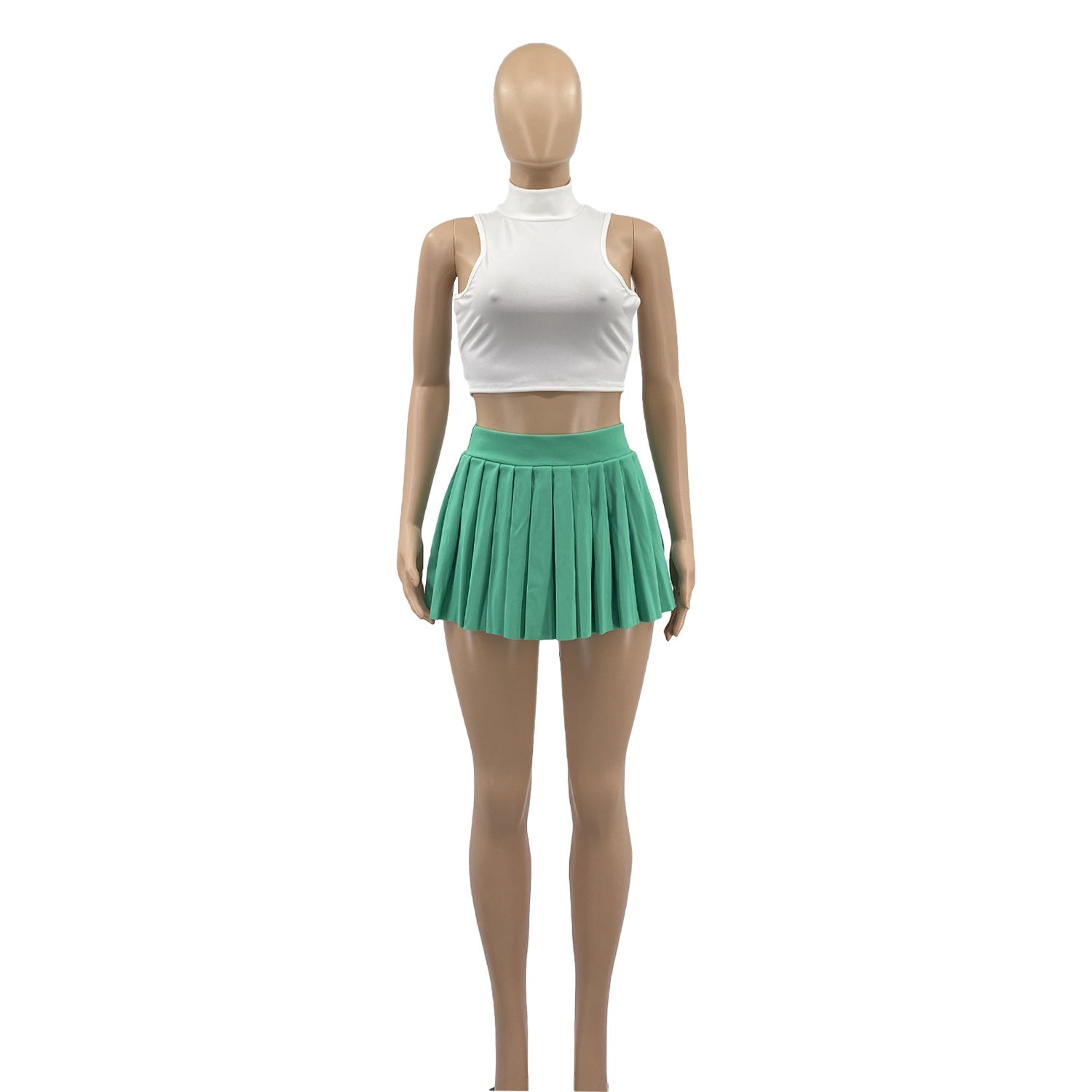 Women'S Summer Solid Color Sexy Mini Pleated Skirt