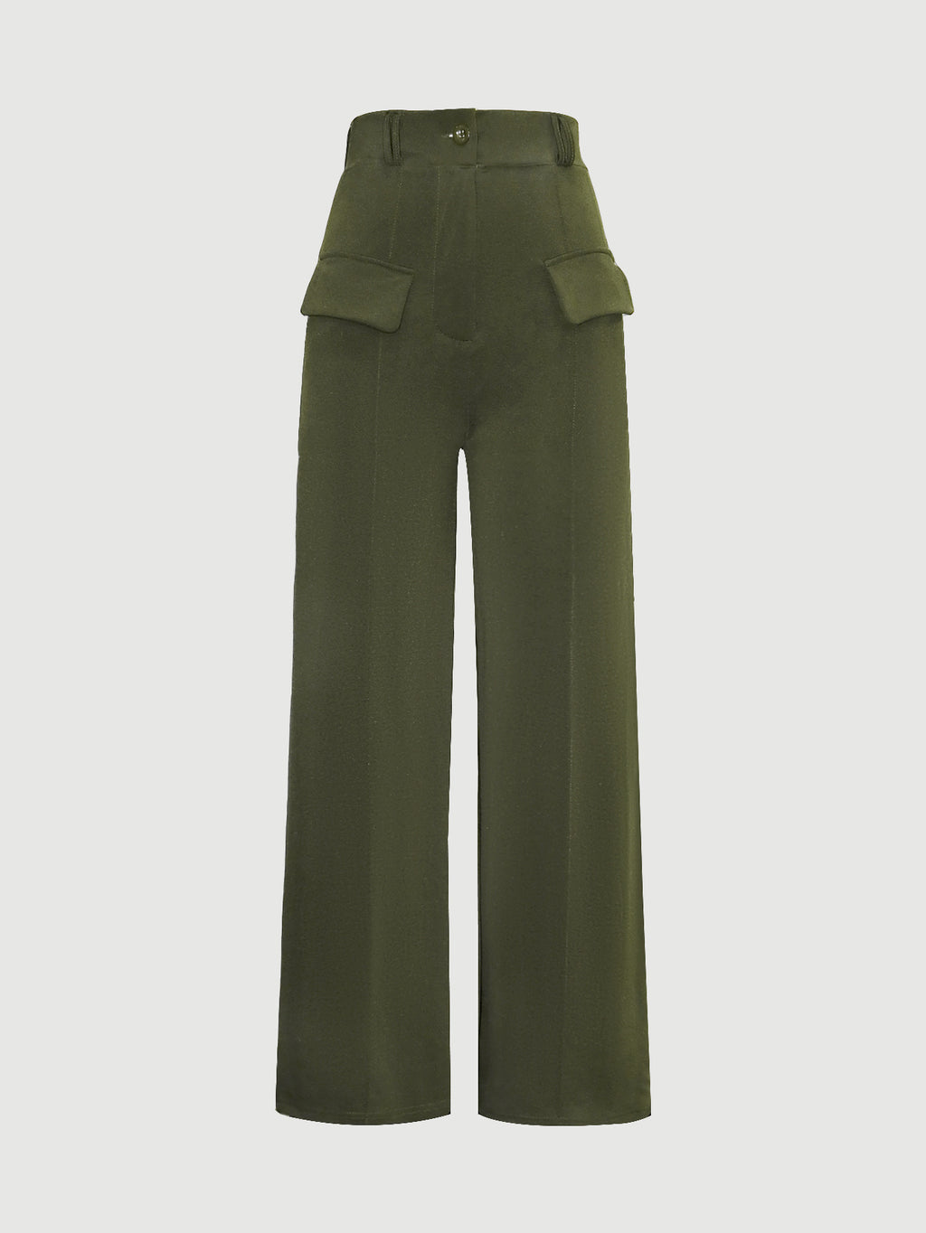 High-Rise Wide-Leg Pocket Decoration Loose Casual Pants