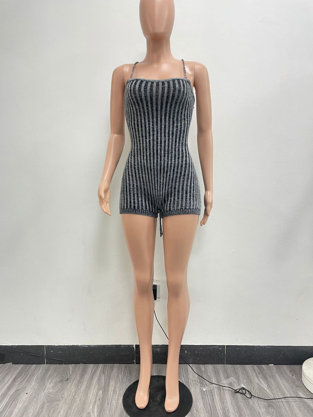 Women Casual Backless Lace-Up Knitting Jumpsuit