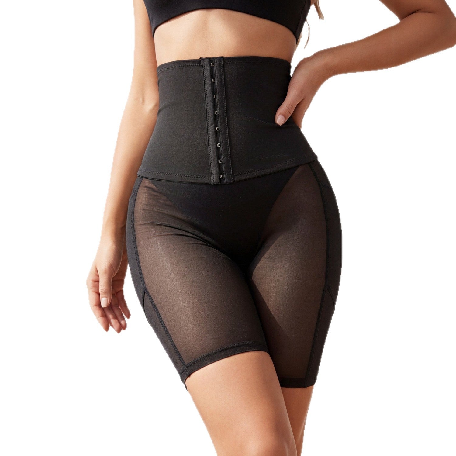 Women Summer High Waist Button Slim Waist Butt Lifter Shaping Shorts