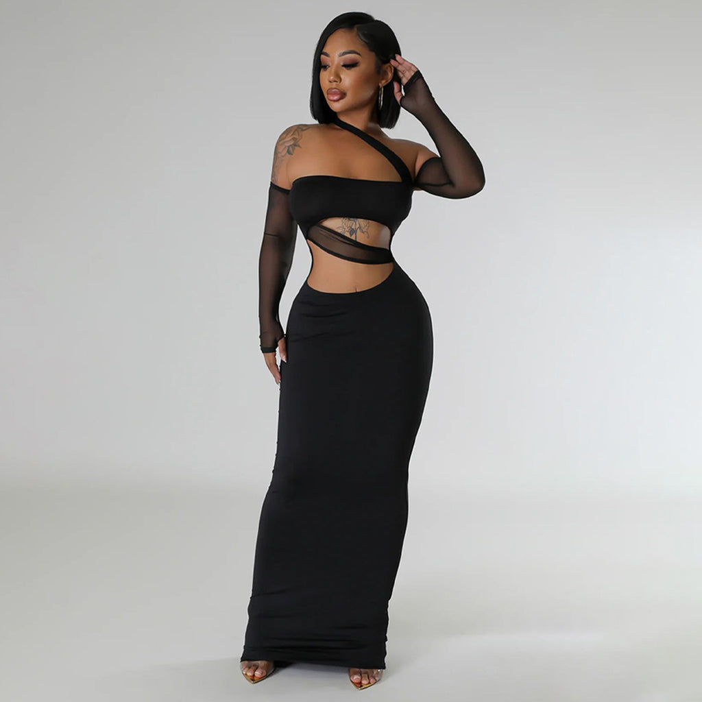 Women'S Fashion Sexy See-Through Mesh Patchwork Dress