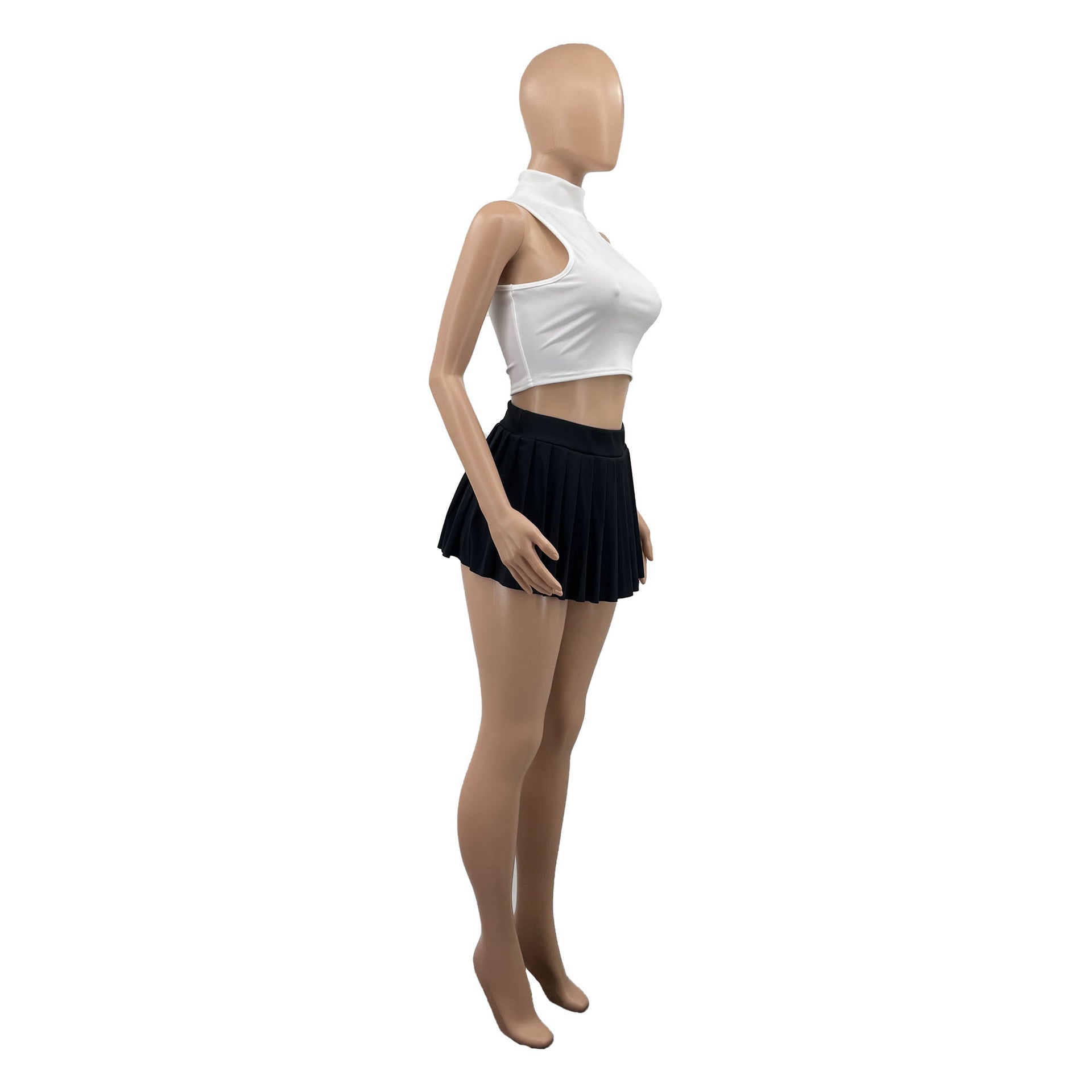 Women'S Summer Solid Color Sexy Mini Pleated Skirt