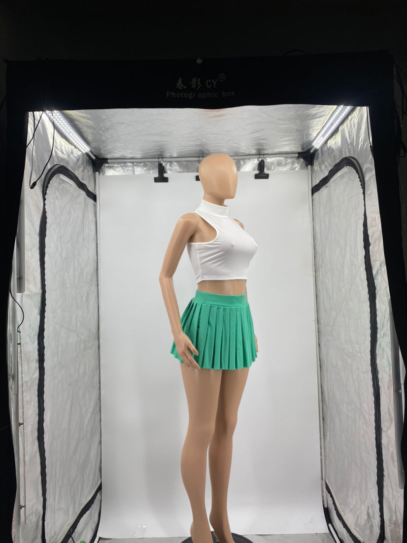 Women'S Summer Solid Color Sexy Mini Pleated Skirt