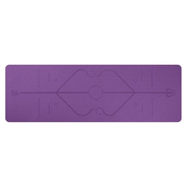 Non-Slip TPE Yoga Mat with Position Lines - Premium Exercise Mat