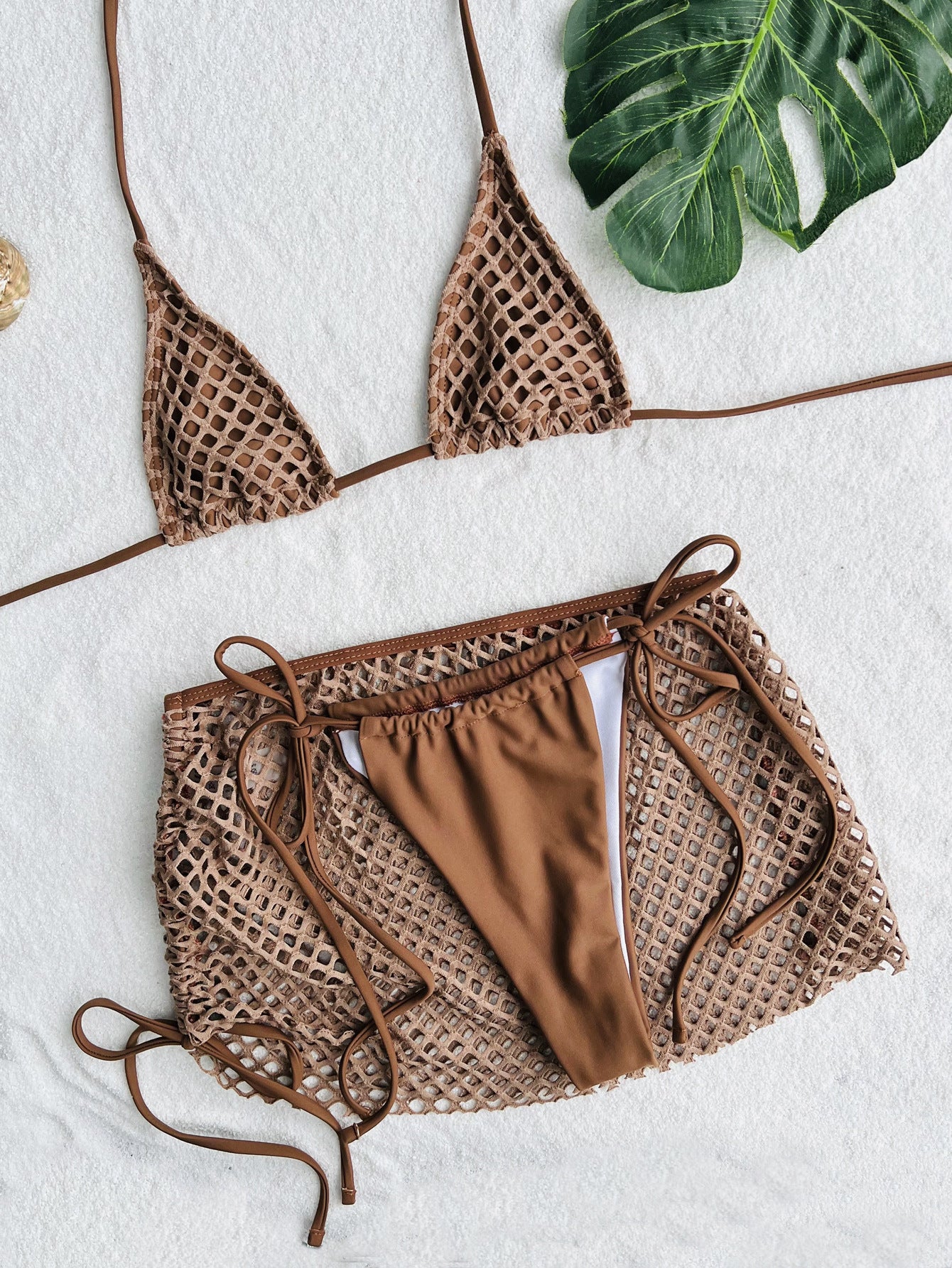 Women's Solid Color Three-Piece Bikini Swimsuit