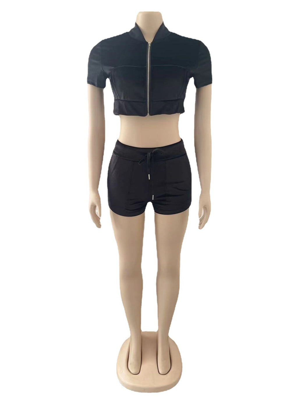 Women's Fashion Short Sleeve Velvet Fabric Two-Piece Shorts Set