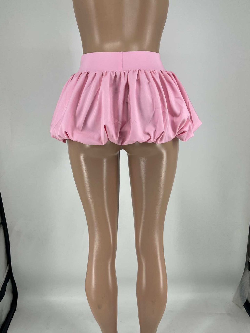 Women's Solid Stretch Bubble Skirt — Pleated Mini Skirt