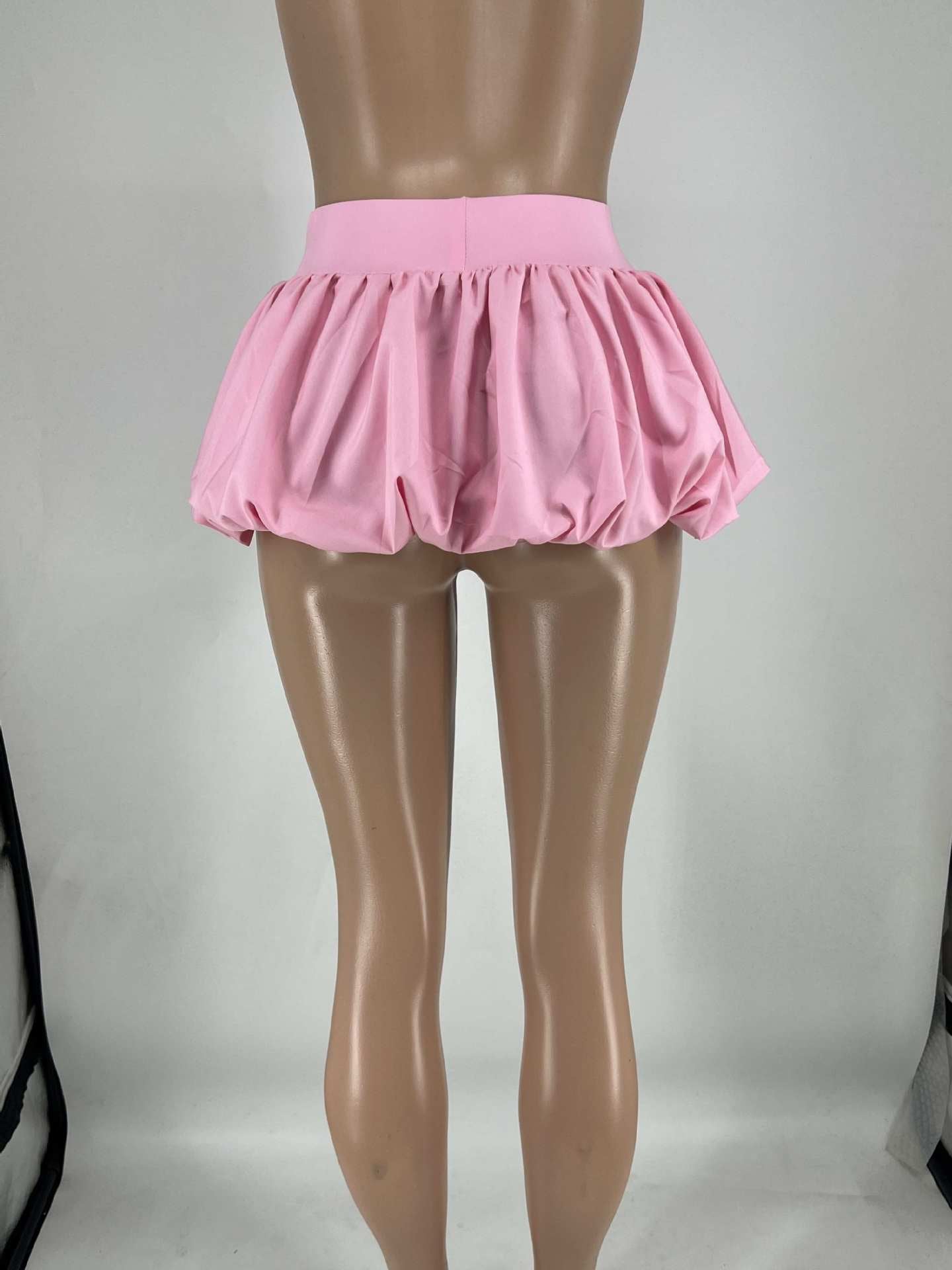 Women's Solid Stretch Bubble Skirt — Pleated Mini Skirt
