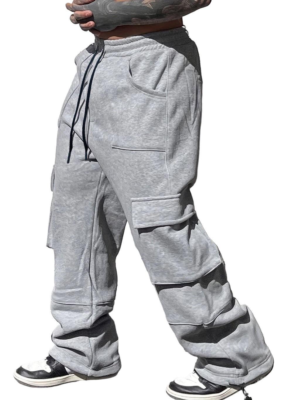 Loose Wide Leg American Gray Track Sweatpants Plus-sized Plus-sized