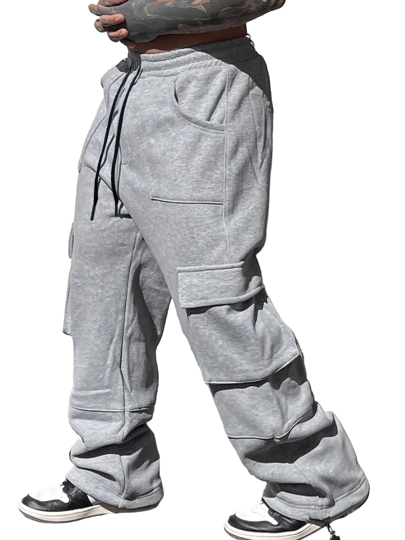 Loose Wide Leg American Gray Track Sweatpants Plus-sized Plus-sized
