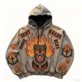 Digital Retro Printed Loose Sweatshirt Hoodie