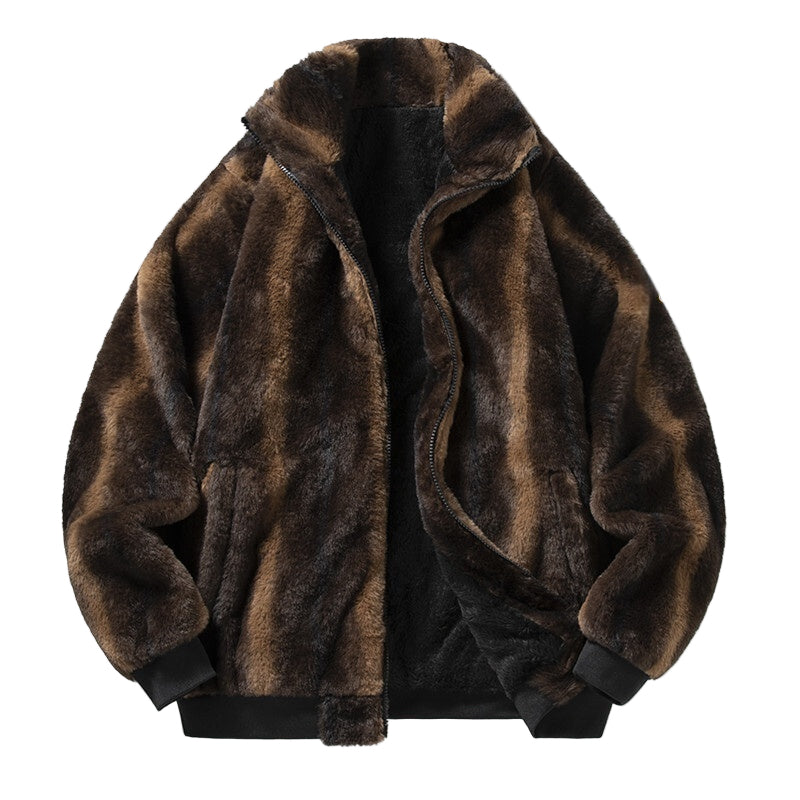 New Velvet Stand Collar Hooded Jacket For Men