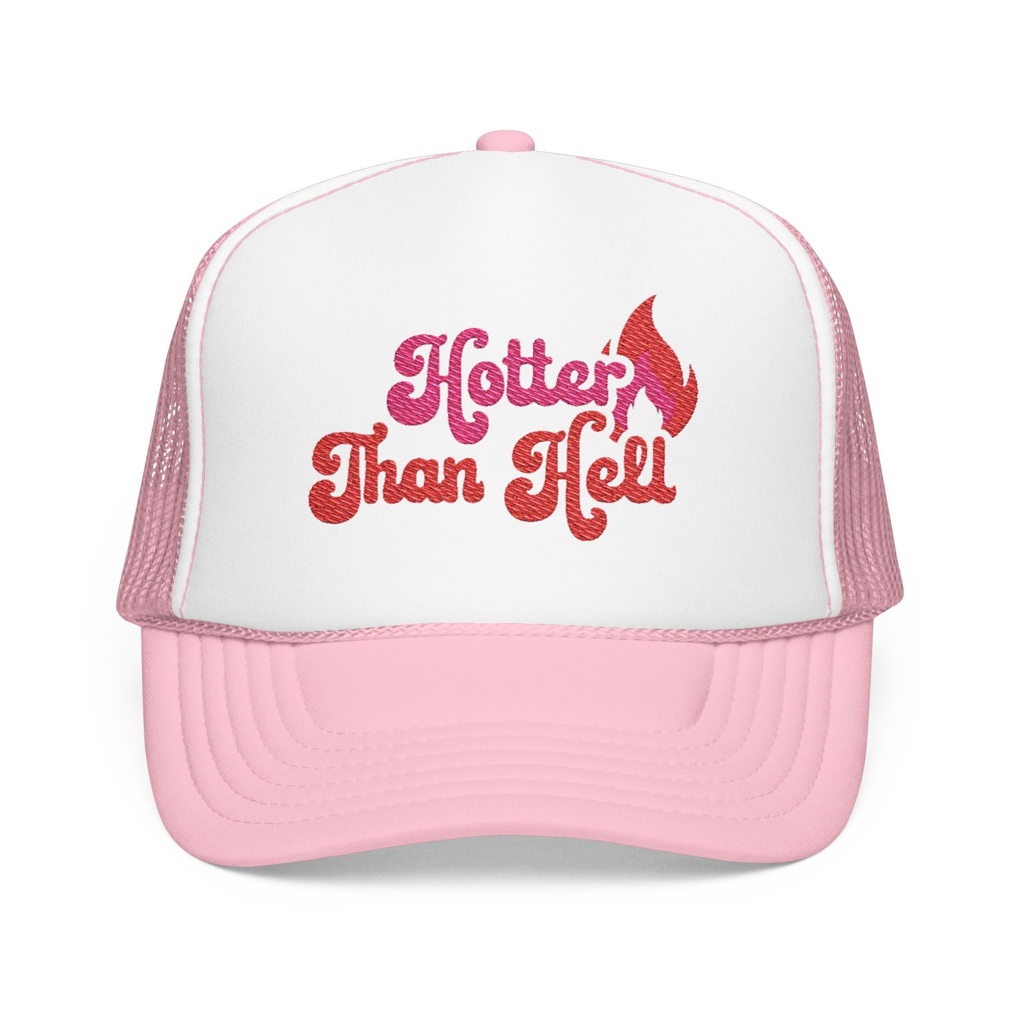 Hotter Than Hell Foam Trucker Hat - Trendy Embroidered Summer Cap