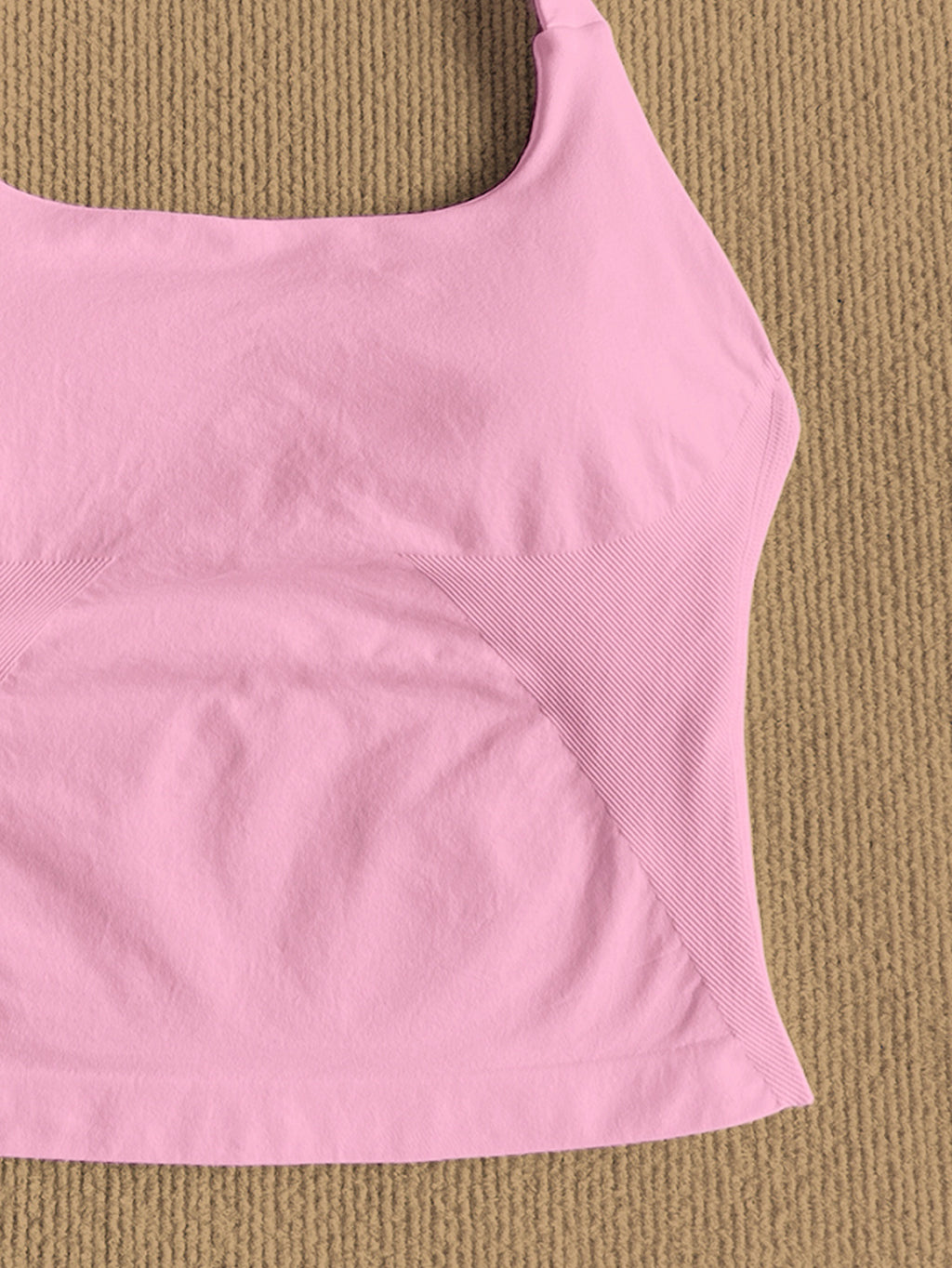 Women Square Neck Halter Neck Seamless Yoga Fitness Tank Top with Bra Pads