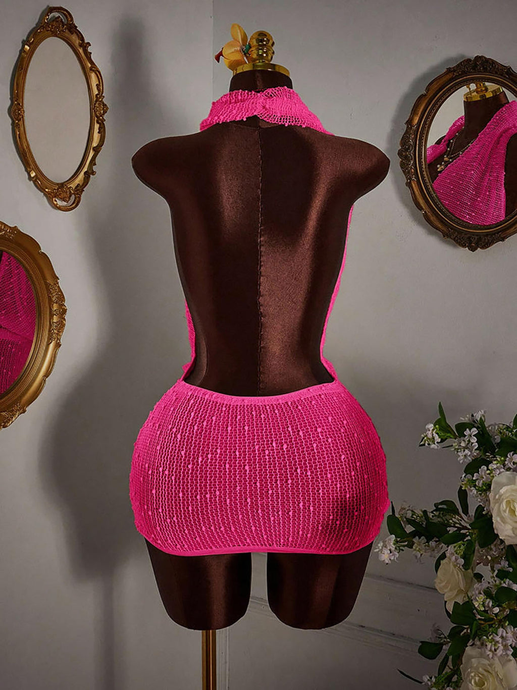 Women Sexy Backless Knitting Casual Holidays Beach Bodycon Dress