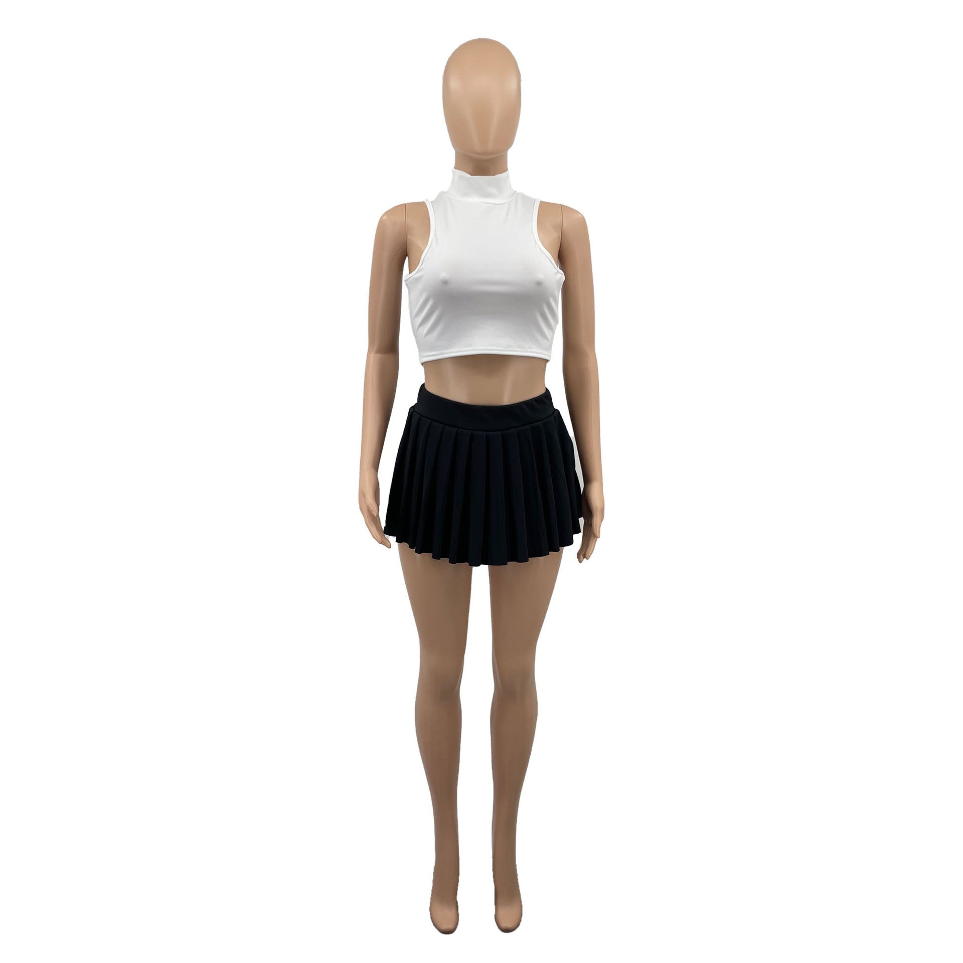 Women'S Summer Solid Color Sexy Mini Pleated Skirt