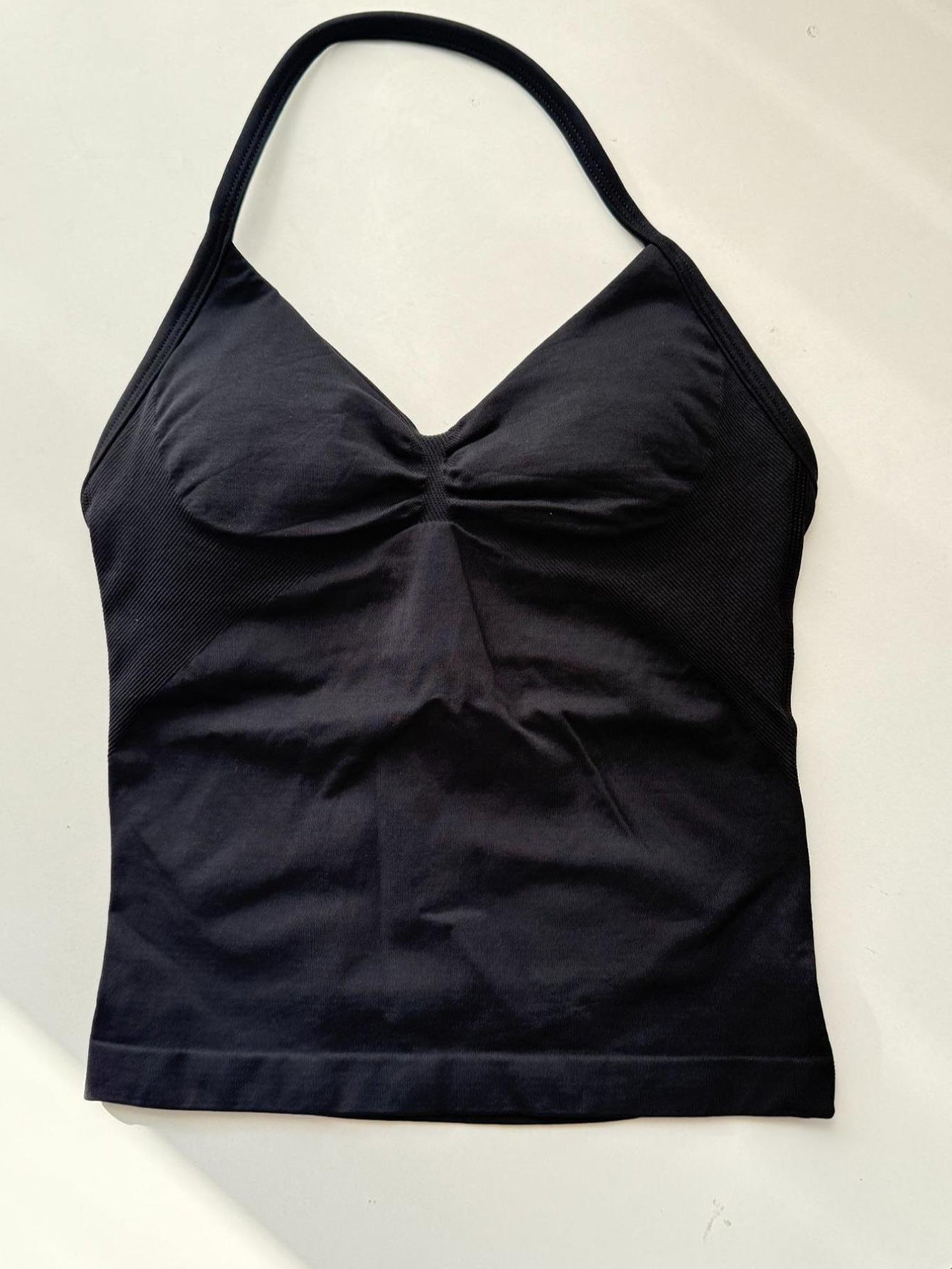 Women Stretch Halter Neck Tank with Bra Pads Seamless Yoga Fitness Two-Piece Set