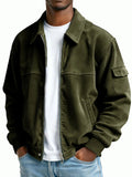 New Men's Retro Corduroy Fashion Casual Long Sleeve Pocket Jacket Men