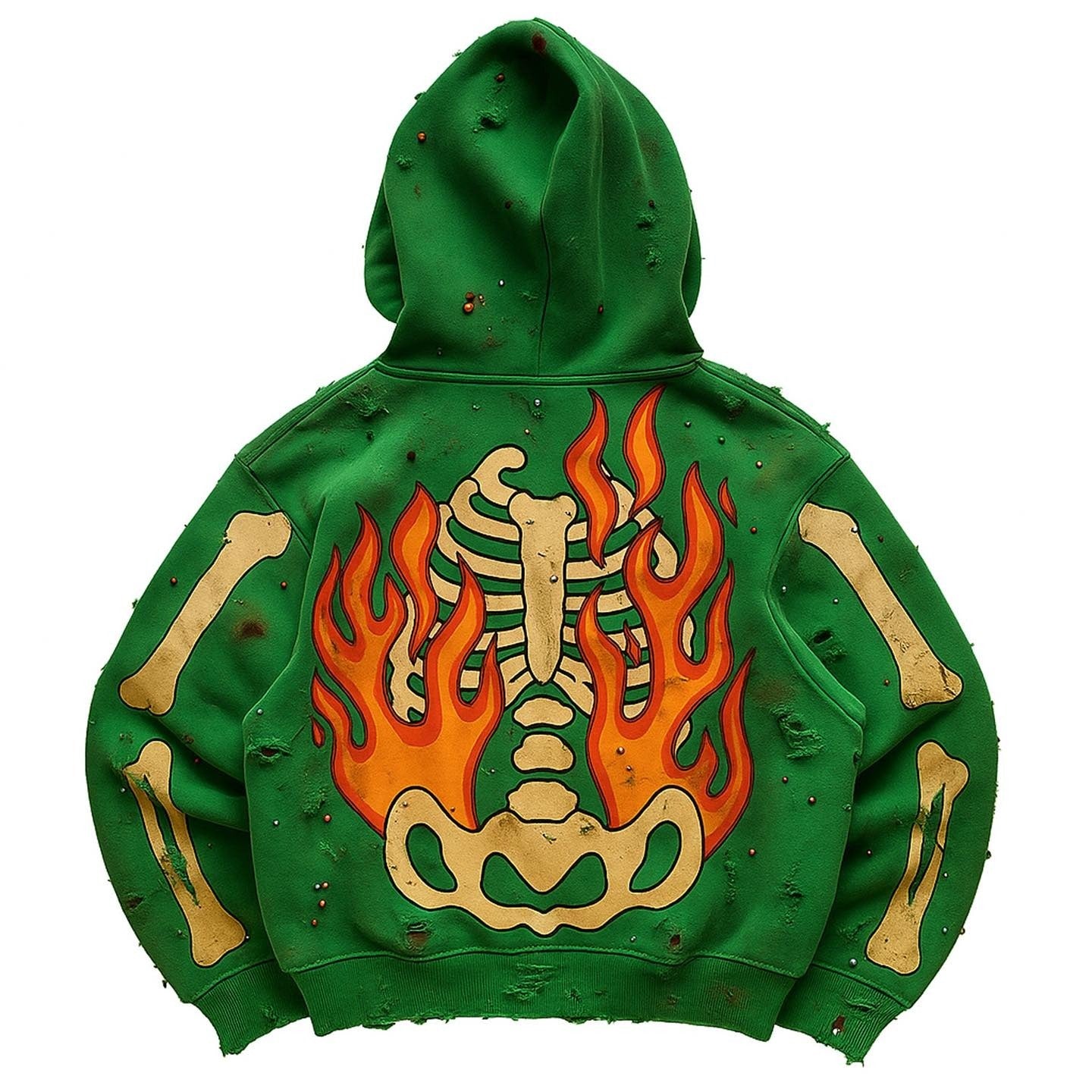Fashion Casual Printed Green Burning Sweater