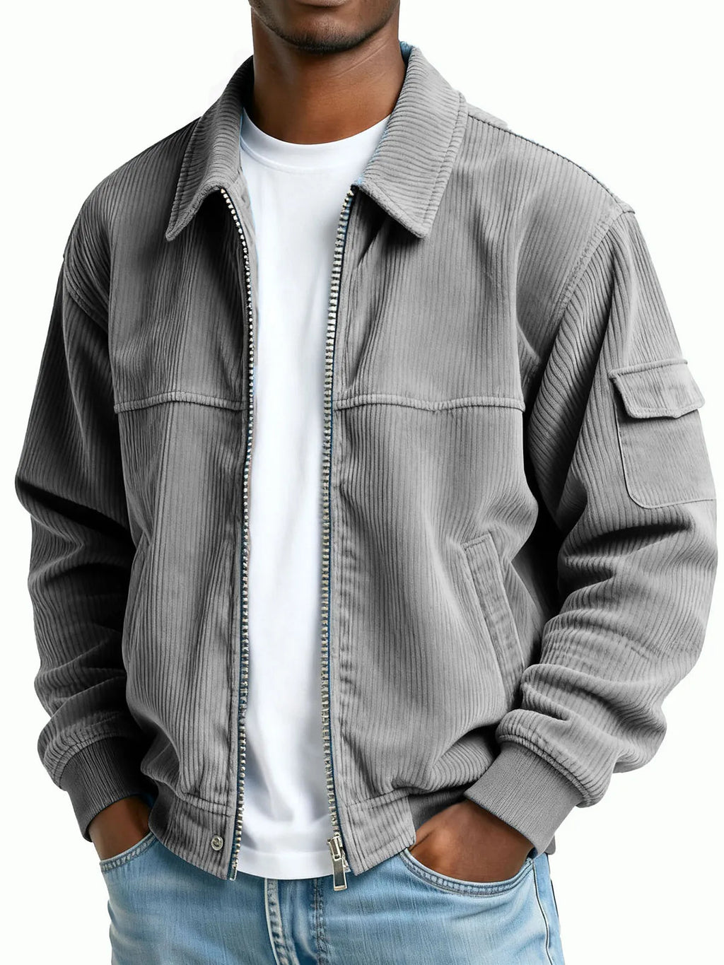 New Men's Retro Corduroy Fashion Casual Long Sleeve Pocket Jacket Men