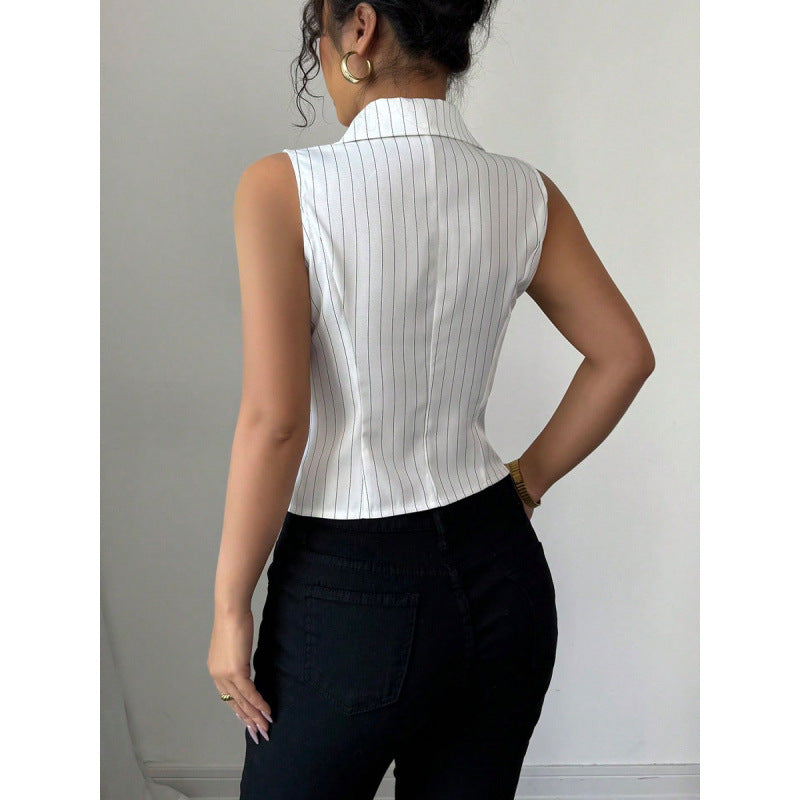 Women Summer Striped Sleeveless Shirt Top