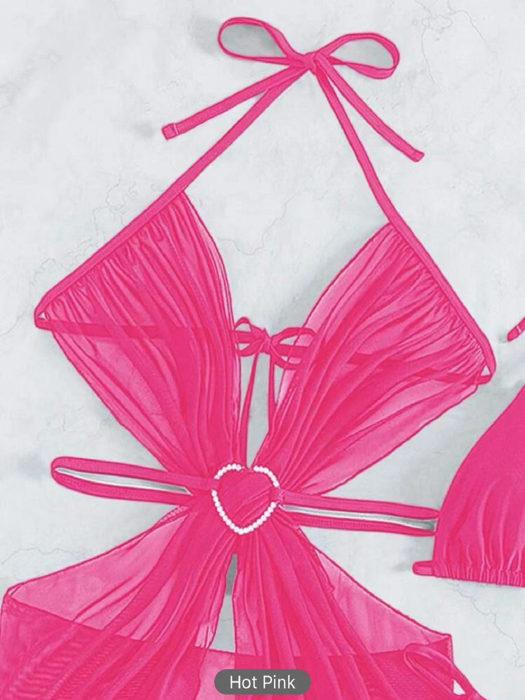 Women's 3-Piece Halter Neck Bikini Set - Solid Color Split Swimsuit