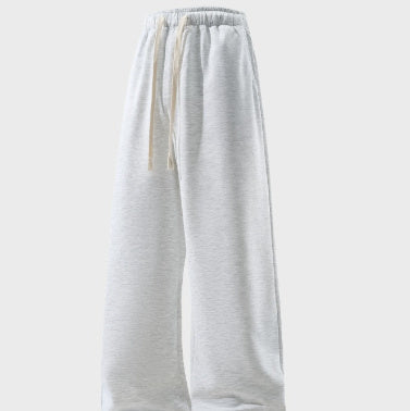 Drawstring Sports Pants Pockets Micro Elastic Knitted Fabric Breathable Straight Casual Long