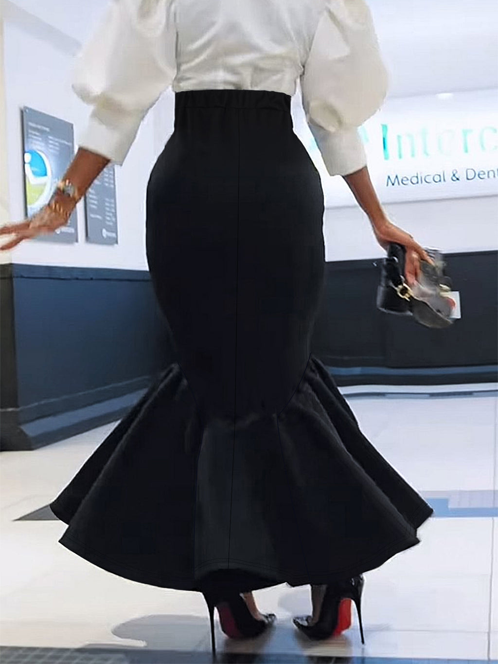 Plus-Size Women Solid Elegant Half-Sleeve Bodycon Maxi Dress