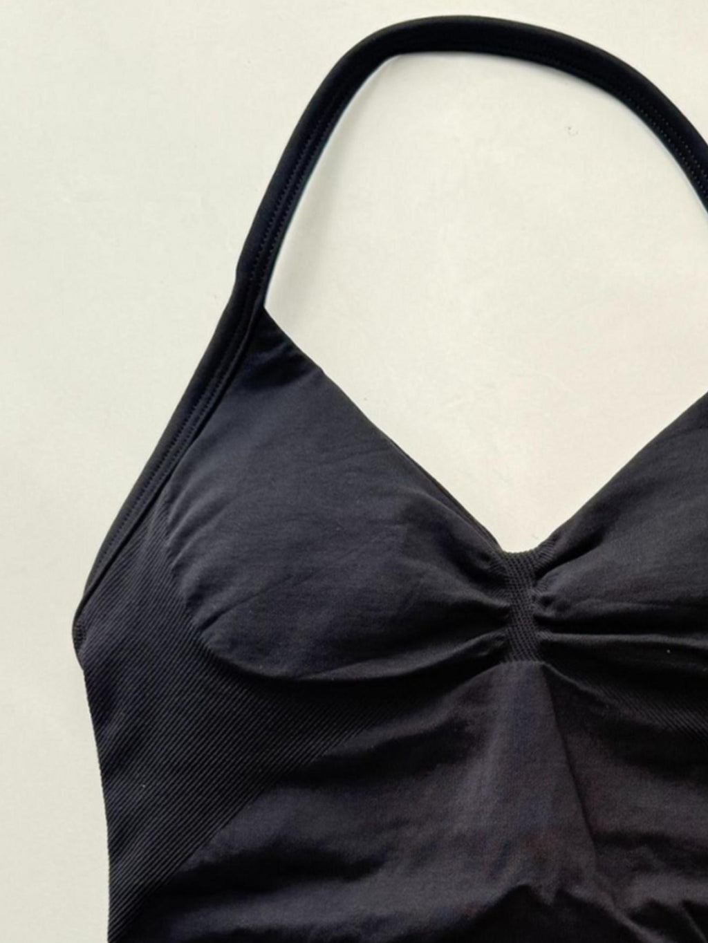 Women Stretch Halter Neck Tank with Bra Pads Seamless Yoga Fitness Two-Piece Set
