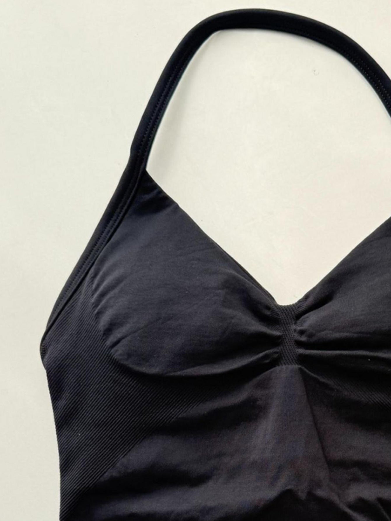 Women Stretch Halter Neck Tank with Bra Pads Seamless Yoga Fitness Two-Piece Set