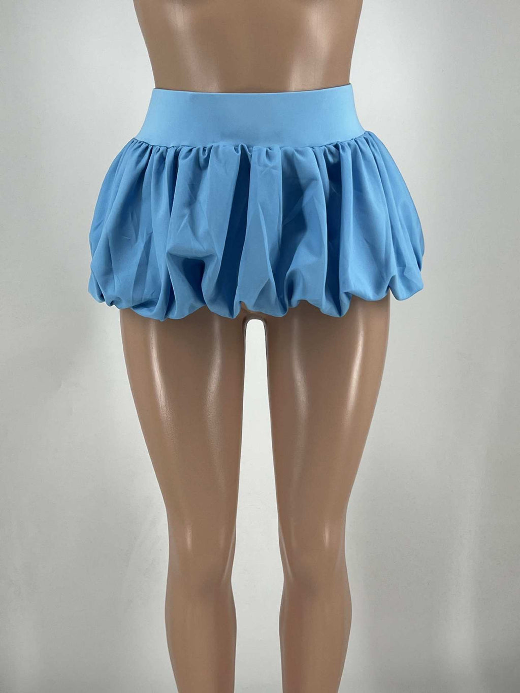 Women's Solid Stretch Bubble Skirt — Pleated Mini Skirt