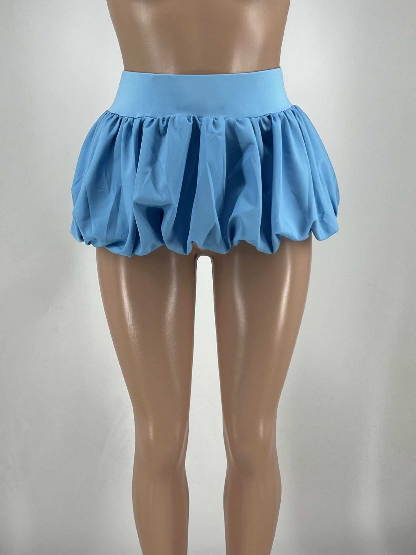 Women's Solid Stretch Bubble Skirt — Pleated Mini Skirt